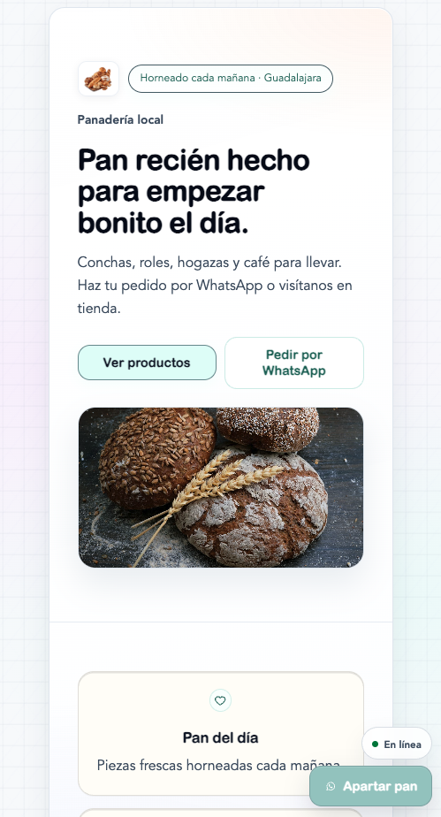 Plantilla demo para panadería y marcas locales